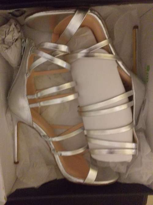 Silver Geenie Metallic  Designer Sandals Heel