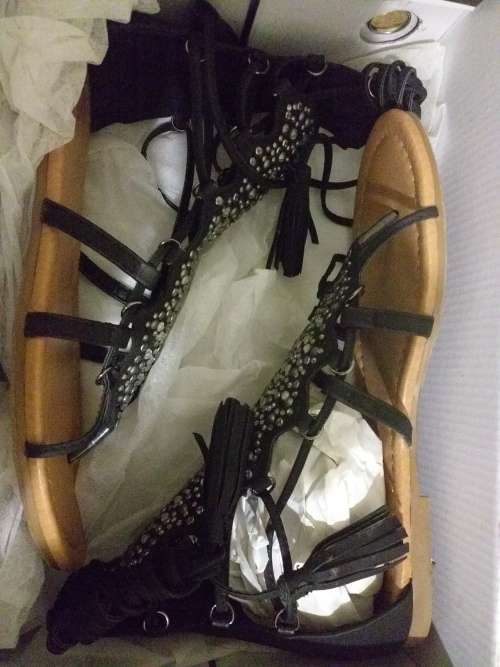 Sole Candy Black Aries Gladiator Sandals Thong