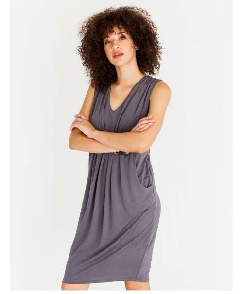 Style Republic Ladies Grey sleeveless Trim Drape Dress