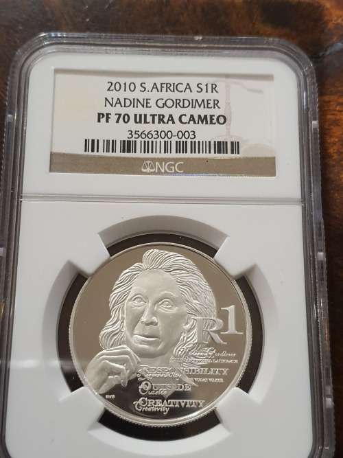 2010 SILVER R1 NADINE GORDIMER NGC PF 70 UC