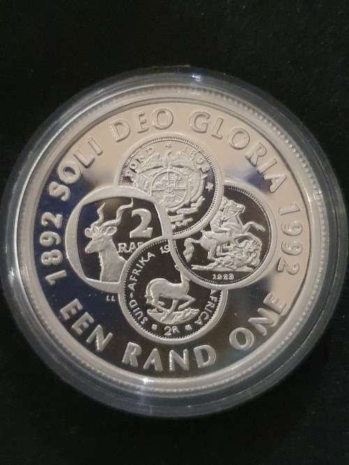 1992 SOUTH AFRICA SILVER PROOF R1 -COINAGE CENTENNIAL - NO COA