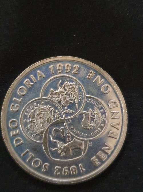 1992 SOUTH AFRICA SILVER UNC R1 -COINAGE CENTENNIAL - NO COA