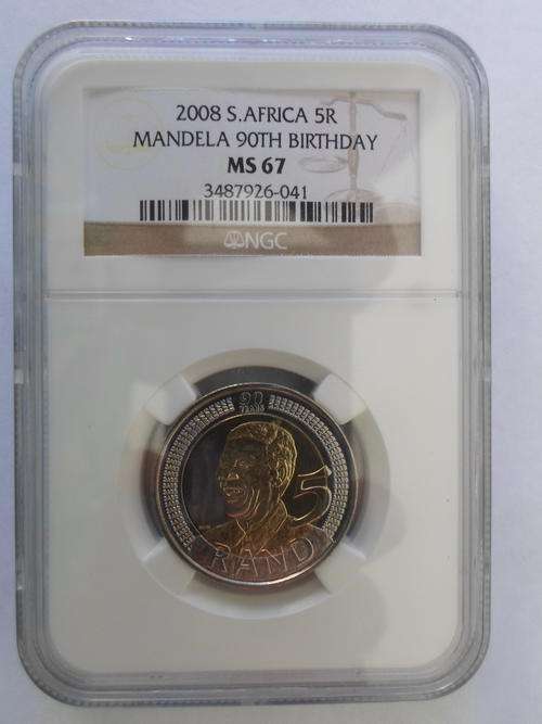 2008 R5 Mandela 90th Birthday NGC graded MS 67