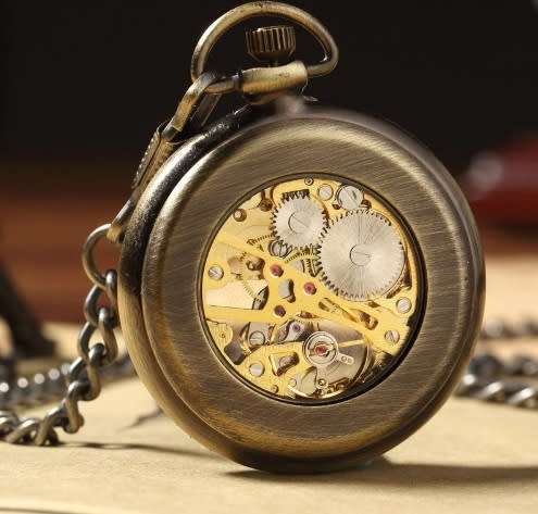 Retro Bronze Roman Numbers Mechanical Pocket Watch