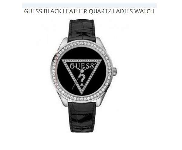 BRAND NEW GUESS BLACK LEATHER QUARTZ LADIES WATCH