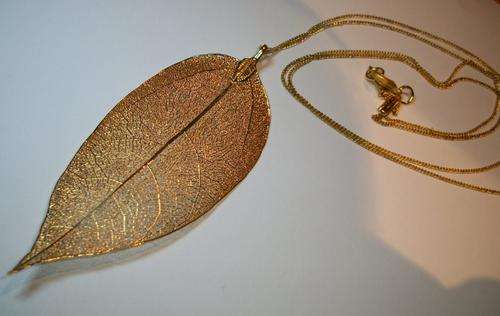 Gold Plated Dipped Leaf Pendant Necklace