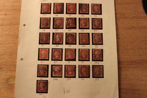 26x Queen Victoria 1d Penny Red 1858 - 1870 plate numbers listed on photo! Cat value 2009 - R1700+