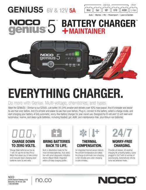 NOCO GENIUS5 6V/12V 5-Amp Smart Battery Charger
