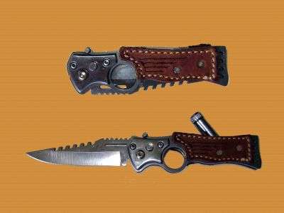 Leather Grip "USA Super Pocket Knife" + Torch