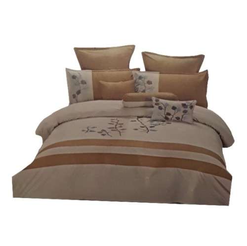 5 Piece Comforter set Orange and Beige