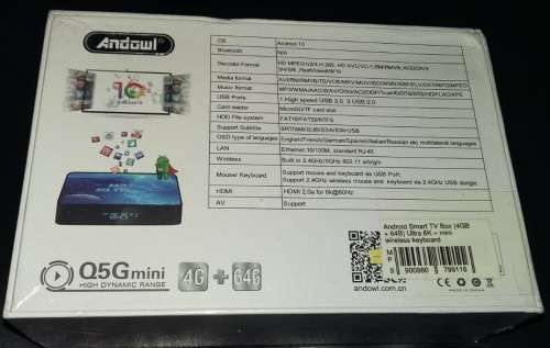Android tv box Andowl 4gb ram/64 gig memory (Fast) - Q5G Mini