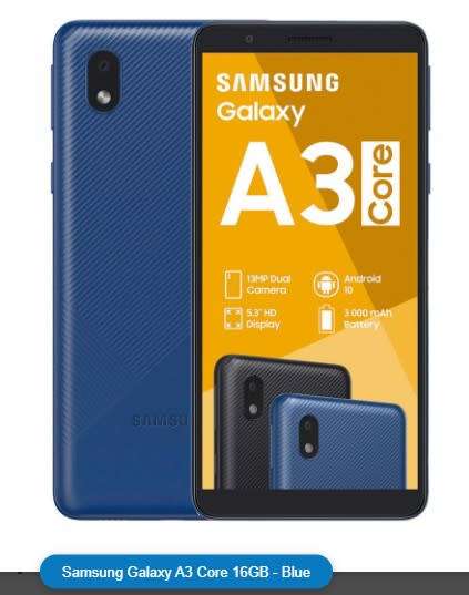Samsung Galaxy A3 Core 16GB Dual Sim - Blue