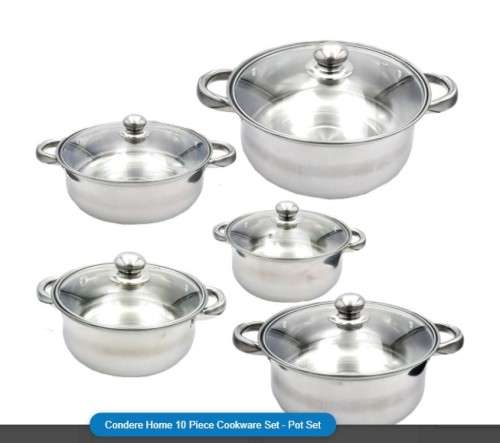 Condere Home 10 Piece Cookware Set - Pot Set