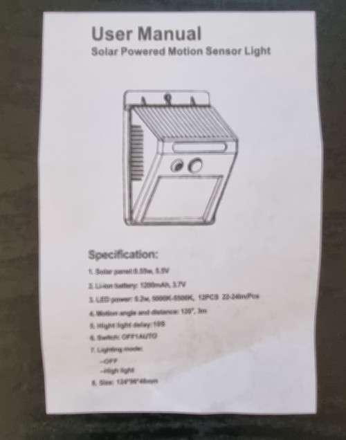 25 LED SOLAR POWERED, MOTION ACTIVATED WALL MOUNTED LIGHTS