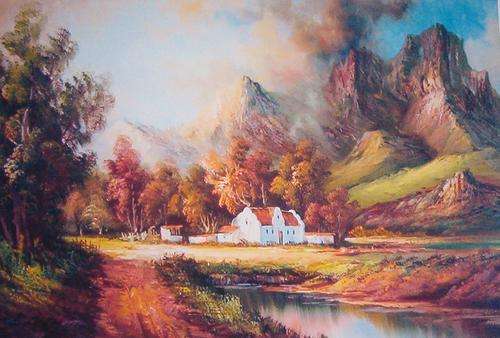 FREE SHIPPING !  *AUTUMN IN THE VALLEY*  BEAUTIFUL LARGE CANVAS PRINT OF ORIGINAL OIL