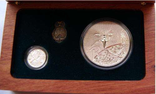 2004 SILVER PROOF COMBO SET - AFRICAN OWLS IN WOODEN CASE