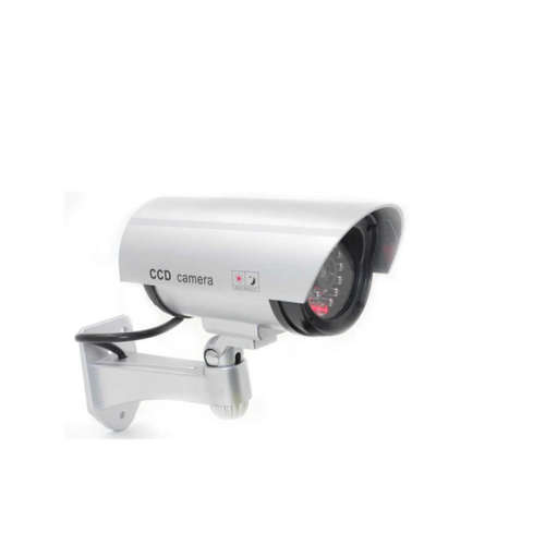 LED Fake Dummy Security CCTV Camera IR Outdoor Silver Surveillance
