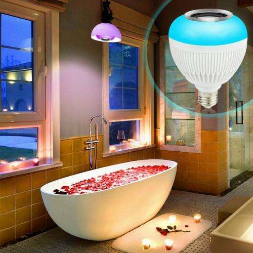 Smart Home Control E27 Wireless Bluetooth LED Light Bulb With Speaker RGB Music Playing Lamp Remote