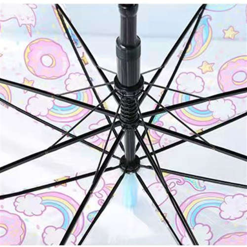 Unicorn umbrella transparent long handle little princess gift cute creative umbrella