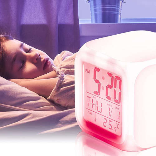 Kids Alarm Clock,Boy Girl Digital Alarm Clock with LED Seven Color  Birthday Gifts, Xmas, Kids Bedro
