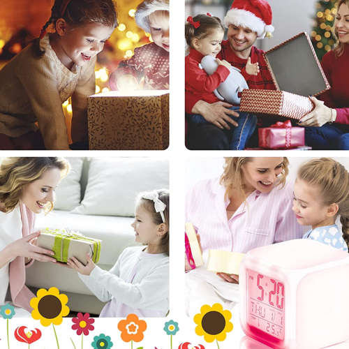 Kids Alarm Clock,Boy Girl Digital Alarm Clock with LED Seven Color  Birthday Gifts, Xmas, Kids Bedro
