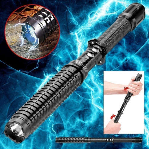 X10 High Voltage Stun Baton Rechargeable Telescopic Portable Stun Gun LED Flash Signal