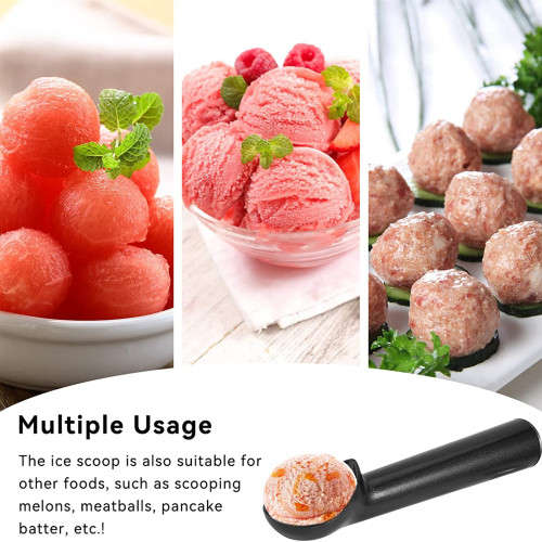 Ice Cream Scoop Non-Stick Antifreeze Scoop Melon Baller (Black)