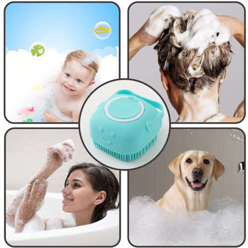 Silicone Body Brush Shower Scrubber with Shower Gel Dispenser Function Massage Exfoliating Cleaning