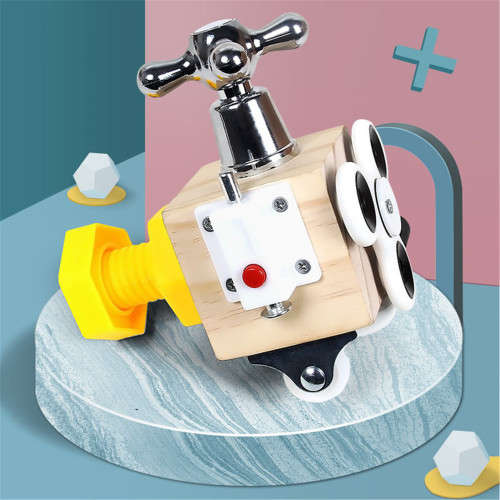 Montessori wooden building blocks toy busy board Montessori unlock toys baby educational sensory toy