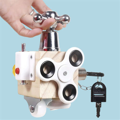 Montessori wooden building blocks toy busy board Montessori unlock toys baby educational sensory toy