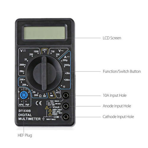 DT-830b Digital LCD AC DC Voltmeter Ammeter Ohm Tester Multimeter Multimeter Buzzer Diagnostic Tool