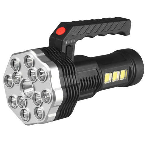 USB Rechargeable Flashlight13LED+Cob and Battery Indicator