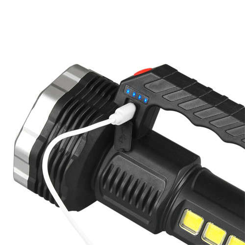 USB Rechargeable Flashlight13LED+Cob and Battery Indicator
