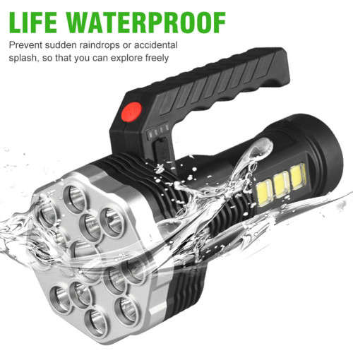 USB Rechargeable Flashlight13LED+Cob and Battery Indicator