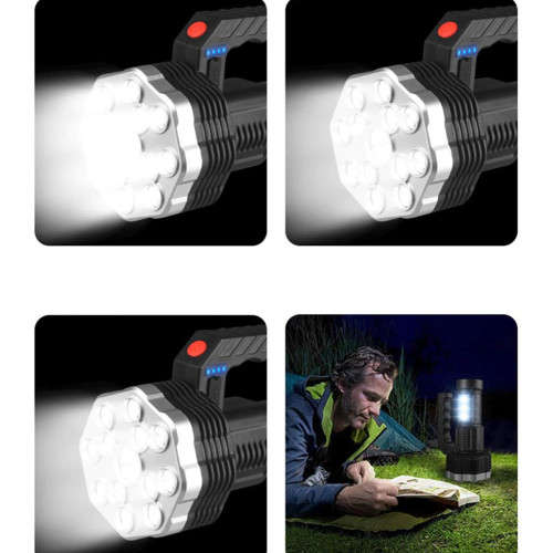 USB Rechargeable Flashlight13LED+Cob and Battery Indicator