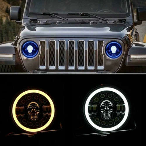 1 pcs  7 Inch Four Eyes Eight Beads Skull Light Design Halo Ring DRL LED Headlight C67
