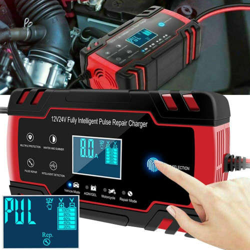 Universal Car Battery Charger 12V 8A 24V 4A Smart Automatic Battery Charger LCD Display Pulse Repair