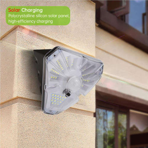 Solar Wall Motion Sensor Activated Light With 3 Modes 62 LED Triangle