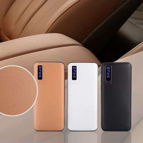 Large-capacity Power Bank 3USB Battery Leather Case Mobile Phone Charger