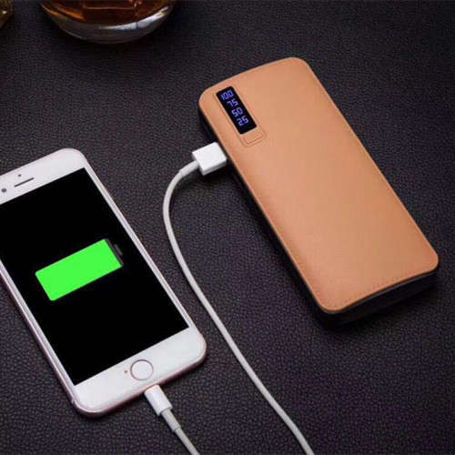 Large-capacity Power Bank 3USB Battery Leather Case Mobile Phone Charger