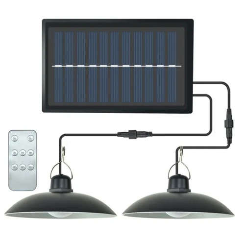 LED Solar Wall Light Home Garden Patio Double Head Pendant Light