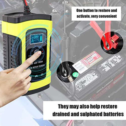 12V Car Battery Charger Lead Acid Battery Charger LCD Display Smart Pulse Repair Car Motorcycle