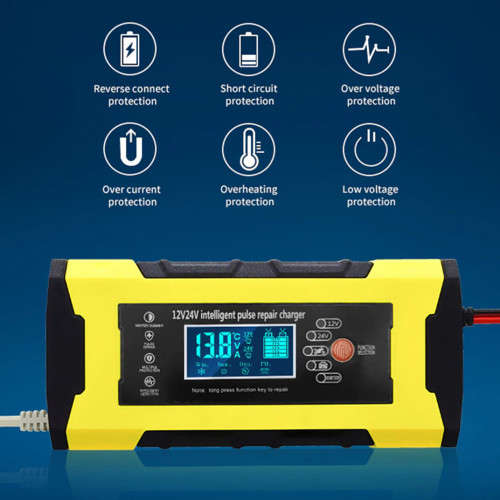 12V 10A LCD Pulse Repair Charger Motorcycle and Car Battery Charger Smart Fast Battery Charger