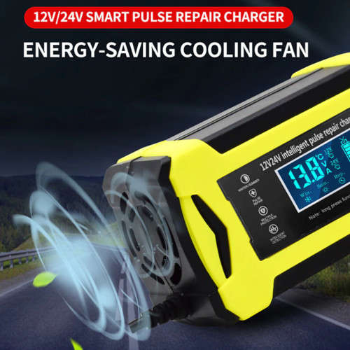 12V 10A LCD Pulse Repair Charger Motorcycle and Car Battery Charger Smart Fast Battery Charger