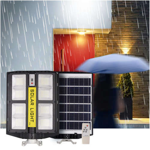 Outdoor Solar Street Light 200W With Motion Sensor Telescopic Pole Garden Light