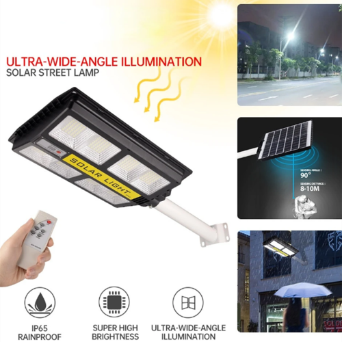 Outdoor Solar Street Light 200W With Motion Sensor Telescopic Pole Garden Light