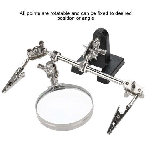 Welding Tool Adjustable Magnifier Holder Metal Base With Adjustable Alligator Clips Precision Work