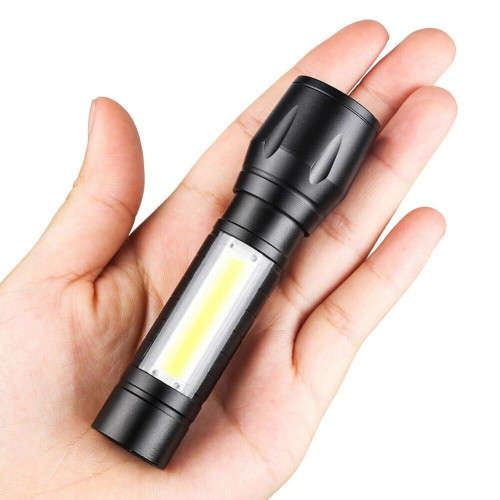 LED Bright Flashlight Zoom Work Light with Side Light and Storage Box 511 Camping Flashlight