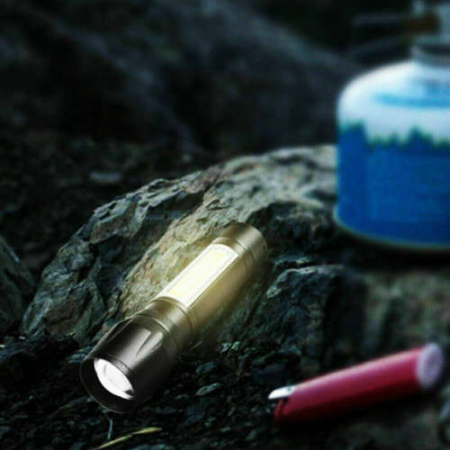 LED Bright Flashlight Zoom Work Light with Side Light and Storage Box 511 Camping Flashlight