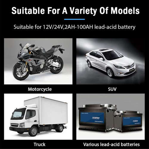 12-24V Car Battery Charger LED Display Truck Motorcycle Car Charger Power Pulse Repair